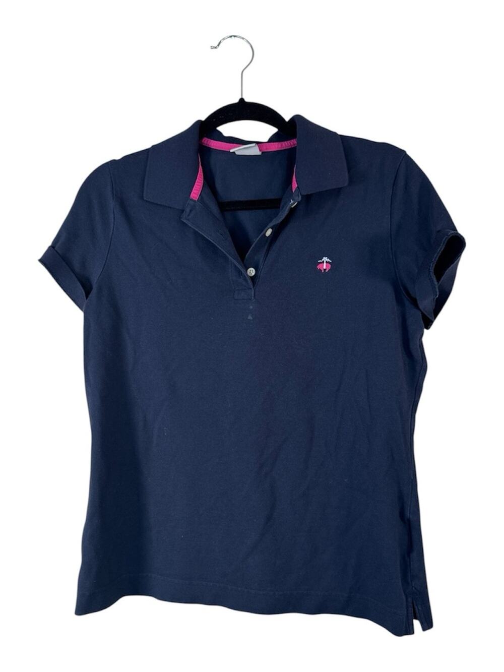 Brooks Brothers Blue Polo Shirt Womens L Casual Preppy Golf Tennis Top